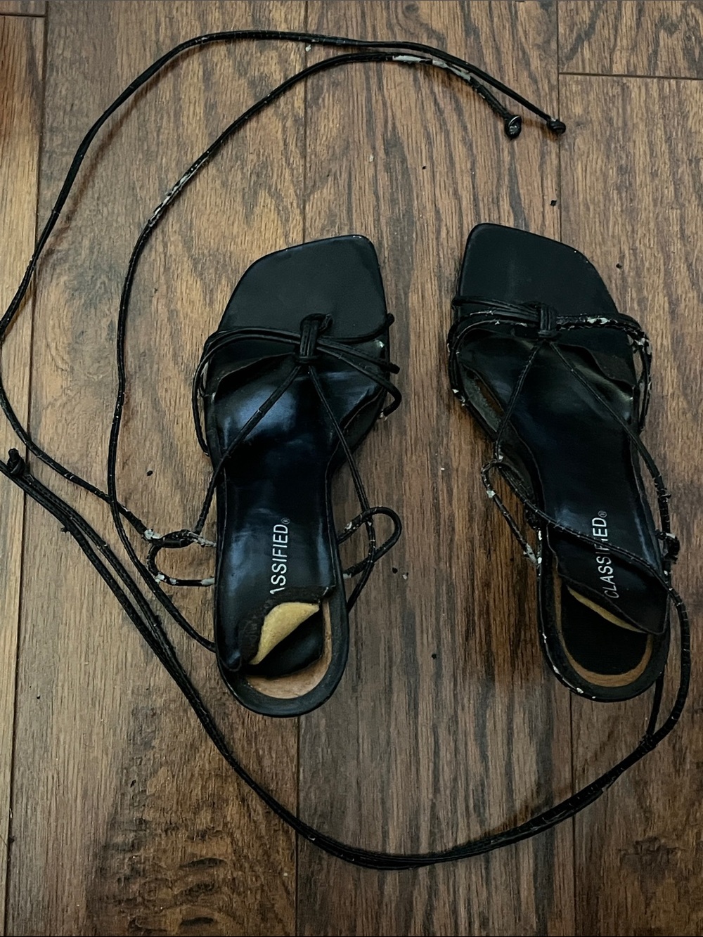 Caged Black Lace-Up Strappy Women's Sandals
